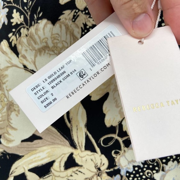 Rebecca Taylor Floral Contrast Silk Tie Blouse - Picture 4 of 7